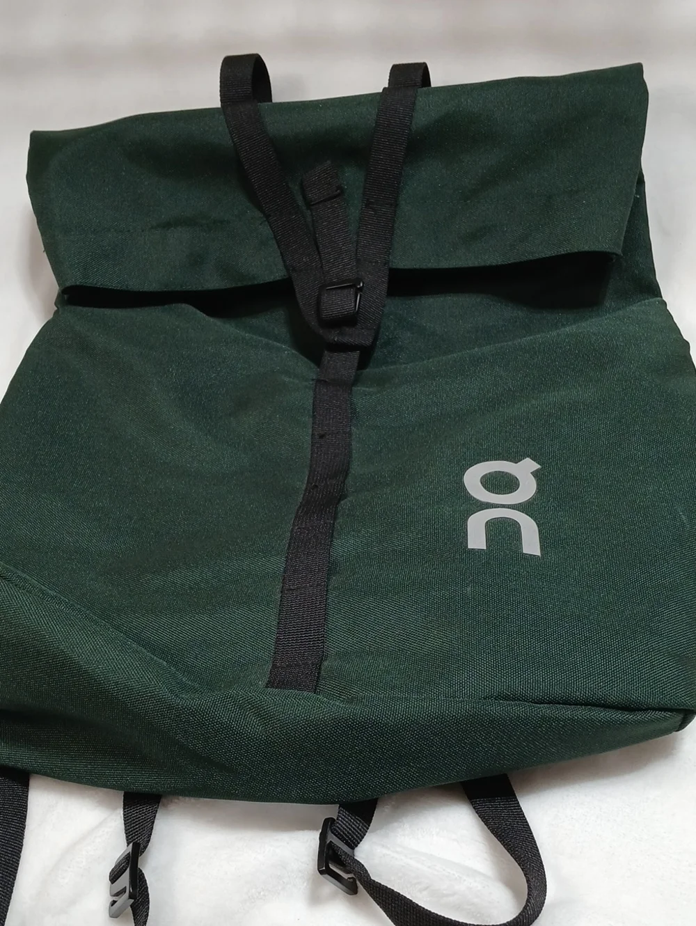 On Running Forest Green Roll-Top Backpack. Unisex